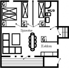 Plantegning af Kl&auml;ppen Stugby type 4