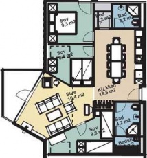 Plantegning af Staven Apartments Type B