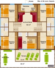 Grundplan 1. etage i Chalet Filzmoos