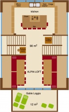 Grundplan 2. etage i Chalet Filzmoos