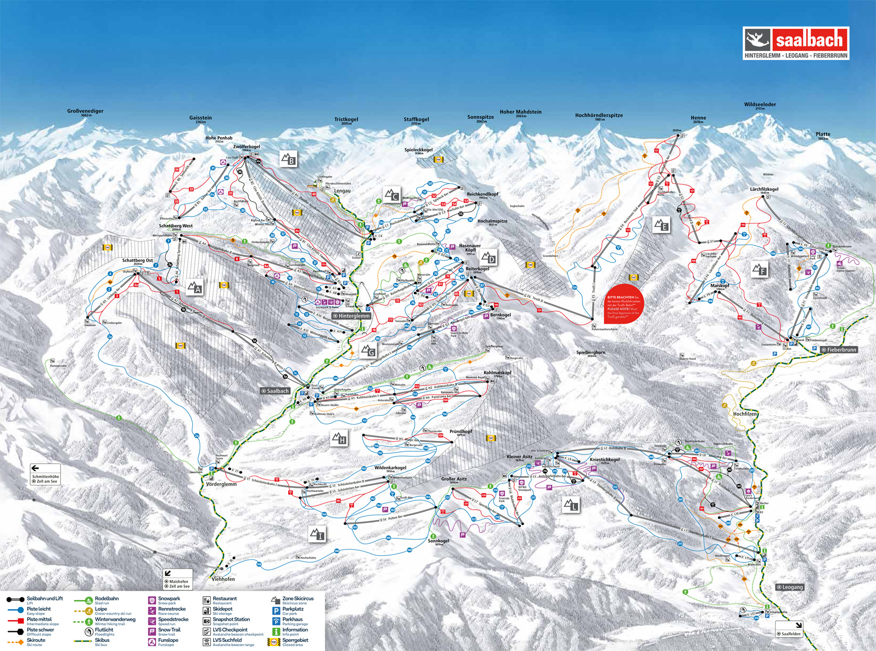 Pistekort Saalbach-Hinterglemm - Østrig
